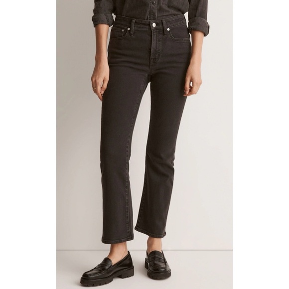 MADEWELL Mid Rise Kick Out Black Denim Jeans - Picture 1 of 5